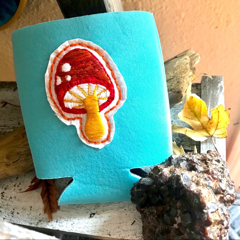 Custom Embroidered Mushroom Coozie